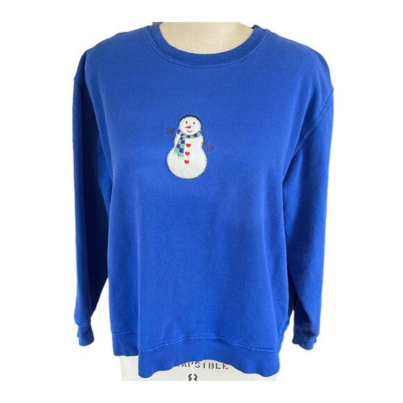 Hot Cotton Snowman Long Sleeve Holiday Top Large - Picture 1 of 5